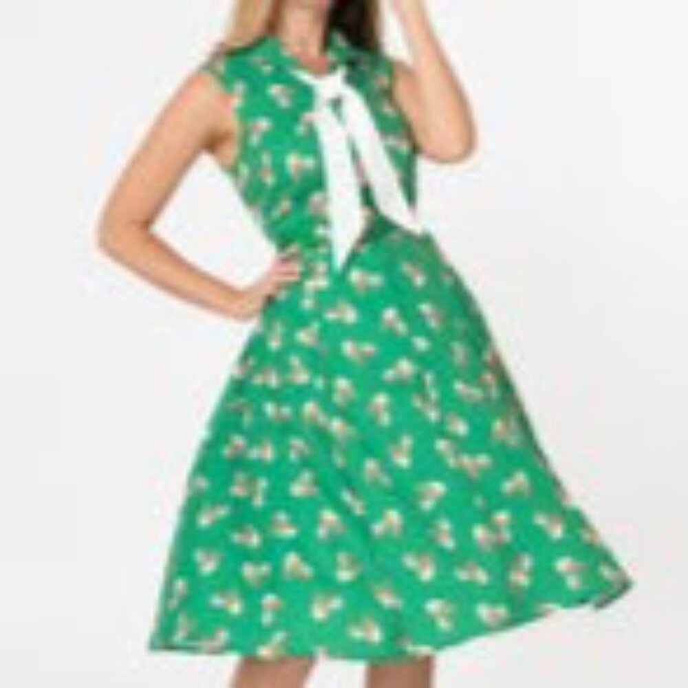 Green & Rainbow Roller Skates Print Gigi Shirtdress